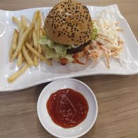 Veggie burger at Green Feel Restaurant in Masai