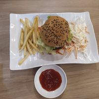 Veggie burger at Green Feel Restaurant in Masai