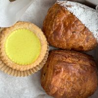 Eggless tart, Custard & Choc croissant, Mushroom & Spinach croissant at Tai Zhan Bakery in Saratoga