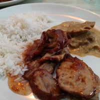 Vegan duck with plum sauce, vegan duck curry and rice at Thi Vietnamese in 