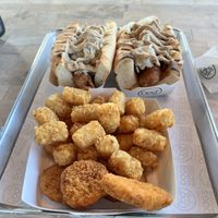 Beyond brats and kids meal with Impossible nuggets and tater tots  at Dog Haus in Belmont
