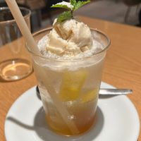 Pineapple soda with vegan ice cream  at Common Well  in Kyoto