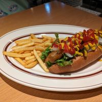 Vegan hot dog 🌭 at Common Well  in Kyoto