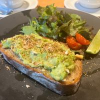 Ask for the toast (campagne bread) and add avocado. Ask for no egg or cheese, and this perfect breakfast will come out. Amazing!  at Common Well  in Kyoto