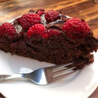 Chocolate Raspberry cake - sooooo good and fudgy, but not too sweet at the same time at Kombuse in Mannheim