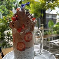 Chia pudding with chocolate smoothie topping   at Sunny Side Up in Hikkaduwa
