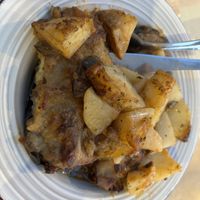 Another incredible dinner - ‘little shoes’ with the tastiest potatoes I have EVER had...  at GOJI Vegan Hotel in Rhodes