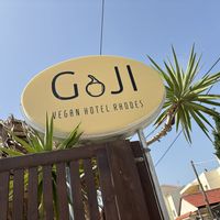 The Goji hotel sign  at GOJI Vegan Hotel in Rhodes