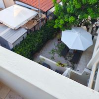 View of the Garden Studios from our balcony at GOJI Vegan Hotel in Rhodes