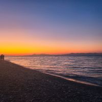 Sunset at the beach at GOJI Vegan Hotel in Rhodes