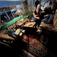 Atmosphere on one of the hidden balconies   at Madam Taitou in Cape Town