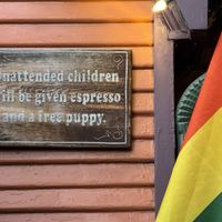 Outside wall facing the seating area. My kids are all grown, but this got a chuckle from me.  at Greenhouse Effect Coffee in Salt Lake City