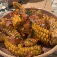Delicious piping hot corn ribs  at Salty's in Bondi Beach