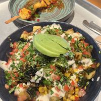 Veggie bowl and pineapple skewers   at California Fish Grill in San Diego