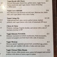 Veg menu at Cornish Pasty Co in Boulder City