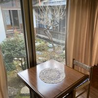 Garden view inside room at Yochi-in Temple Pilgrim's Lodging in Koya