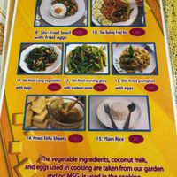 Menu  at Supranee Vegetarian Food in Koh Phayam