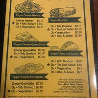 Vegan menu   at La Casita in Chiang Mai