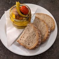 Oil marinated smoked tofu at Roesel - beer & food in Prague