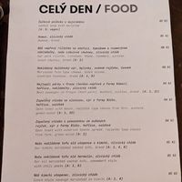 Menu at Roesel - beer & food in Prague