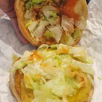 Inside vegan chicken jalapenos burger at Tera V Burger in Vancouver