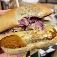 Coleslaw Crispy Burger  at Tera V Burger in Vancouver