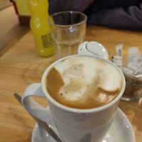 Large soy latte & Fanta at No Meating Place in Rugby