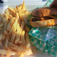 Vege Chicken Burger Classic ( ordered with no tomatoes) at Roots Plant Based Cafe in Byron
