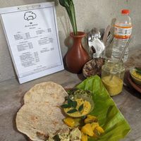 Coconut roti and curry at Hey Mama in Mirissa