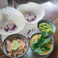 vegan hoppers (you get a third hopper but it came on a different plate) at Hey Mama in Mirissa