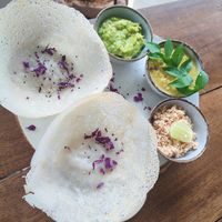 vegan hoppers (you get a third hopper but it came on a different plate) at Hey Mama in Mirissa