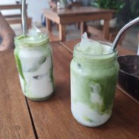 iced coconut matcha at Hey Mama in Mirissa