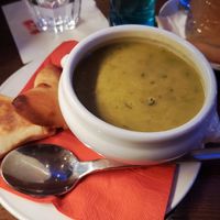 Pea soup with mint at Cafe Extrablatt - Am Marstall in Hannover