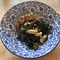 Greens, beans + mushrooms   at Mandarava in Newburyport