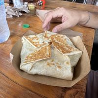 Vegan spicy style Crunchwrap. Very spicy!  at Happy's Taco Shop in Petoskey