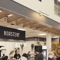 Inside Warrington market   at Two Brothers Coffee in Warrington