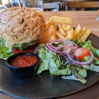 Vegan Burger - comes with salad and fries at Well in Town in Orleans