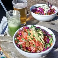 colorful organic bowl juice beer combo package at Canteen in Portland