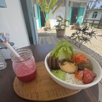 Pink moon smoothie and sabroso bowl  at Gypsy Bowls in Cabarete