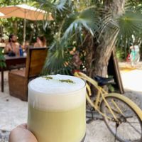 Matcha with coconut milk at Alegría Cafetería Tulum in Tulum