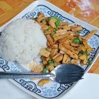 Stir Fried Basil w Tofu, 40 baht at Joy's Place in Pai