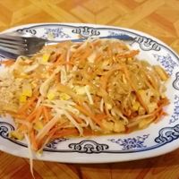 Pad Thai w Tofu, 40 Baht. Very yummy, huge portion! at Joy's Place in Pai