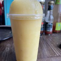 Mango pineapple fruit shake  at Joy's Place in Pai