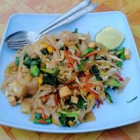 Pad See Ew Tofu, 40 Baht. Pretty good, lots of vegetables! :) at Joy's Place in Pai
