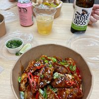 Wontons (cauliflower bowl in the back)  at Salt N Fire in Inverness