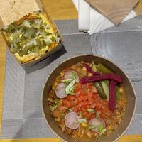 Dirty fries and ful medames  at Salt N Fire in Inverness