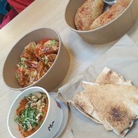 Kimchi wontons, empanadas and muhammara at Salt N Fire in Inverness