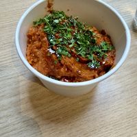 Muhammara comes with Syrian bread  at Salt N Fire in Inverness