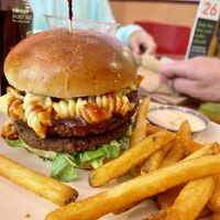 Mac and cheese bbq burger  at Veggie Grill by Next Level in Portland
