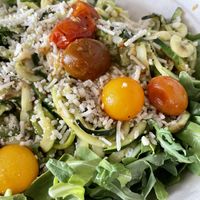 Pesto zucchini noodles  at Veggie Grill by Next Level in Portland